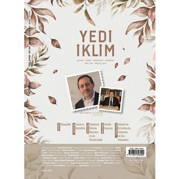 Yedi İklim 369.Sayı Aralık 2020 ürün görseli 1