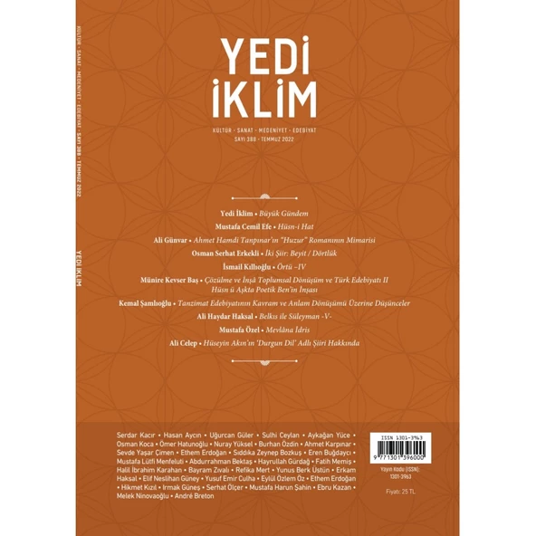 Yedi İklim 388.Sayı Temmuz 2022 ürün görseli 1