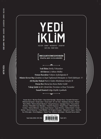 Yedi İklim 396.Sayı Mart 2023 ürün görseli 1