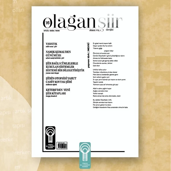 Olağan Şiir 16.Sayı Eylül-Ekim 2020 ürün görseli 1