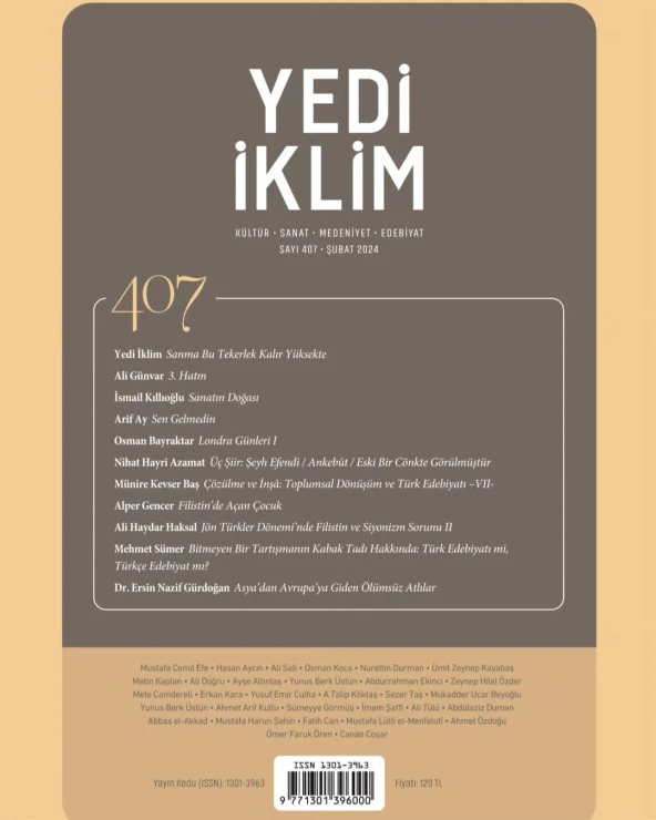 Yedi İklim 407.Sayı Şubat 2024 ürün görseli 1