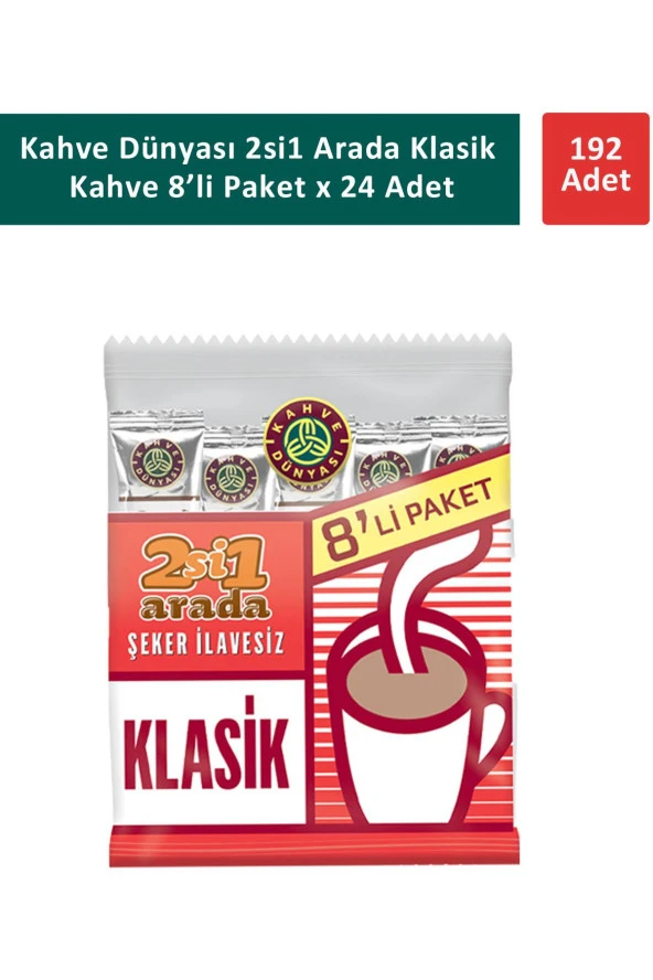 Kahve Dünyası 2si1 Arada Klasik Kahve 8 x 12 gr x 24 Adet ürün görseli 1