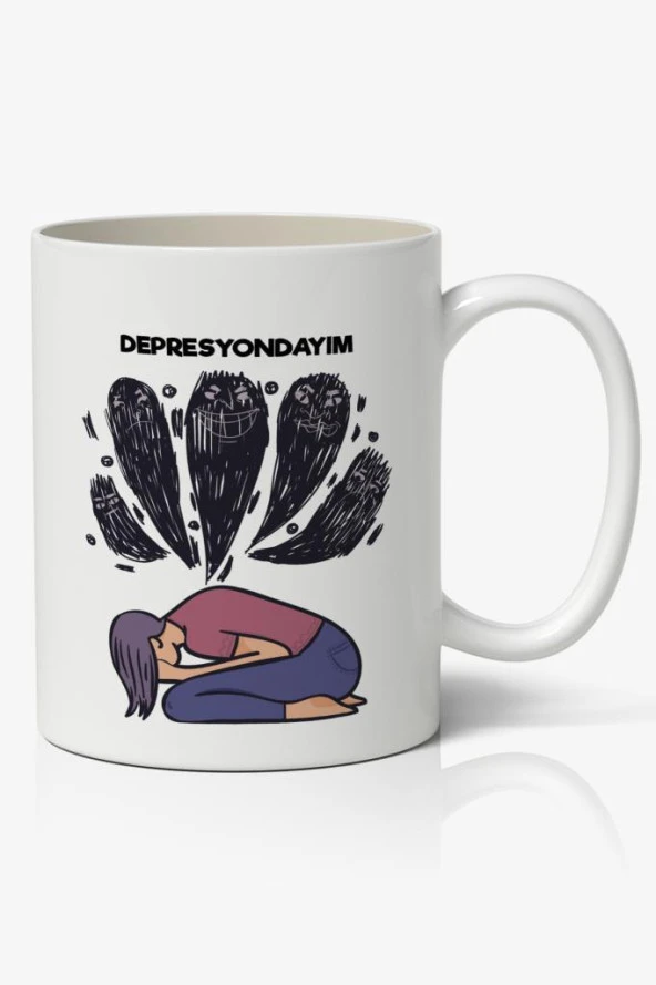 Depresyondayım Baskılı Kupa Bardak Kahve Kupa Bardak ürün görseli 1