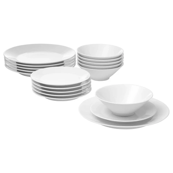 18 Parça IKEA 365+ Yemek Takımı MeridyenDukkan Beyaz Renk Modern Klasik Set Feldispat Porselen ürün görseli 1