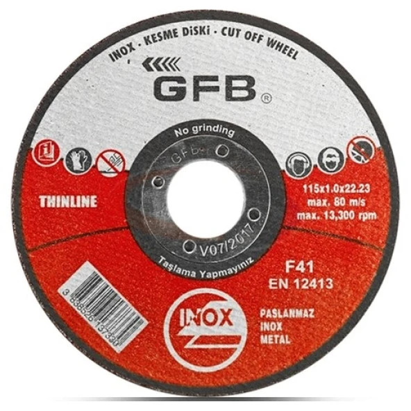 Gfb Inox Kesici Taş 115 X1.0 x 22.23 50 Adet ürün görseli 1