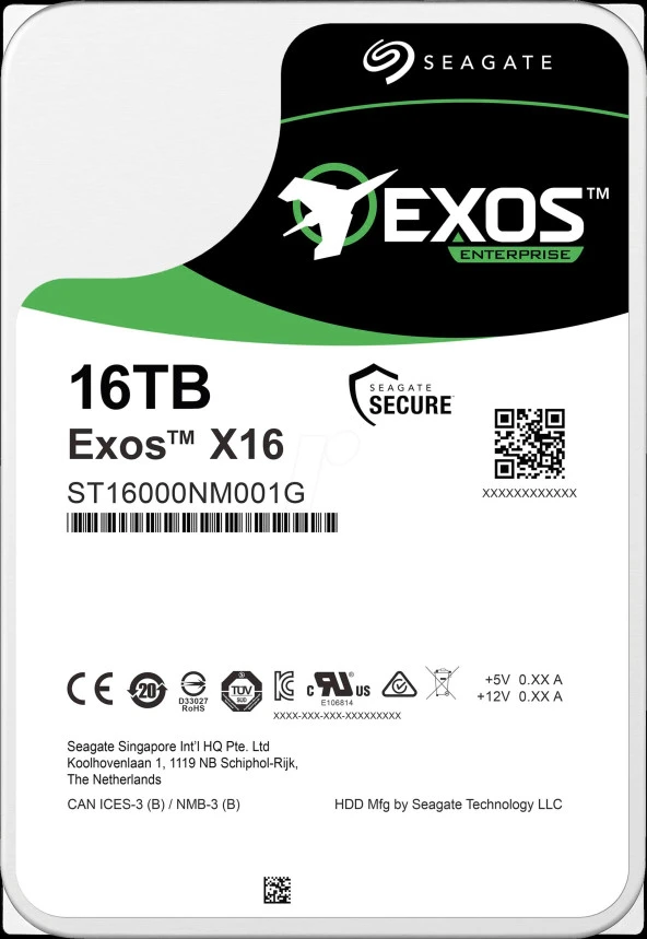 SEAGATE ST16000NM001G 16TB 3.5" 7200RPM 256MB Sata3 X16 512E/4KN Exos Dahili HardDisk ürün görseli 1