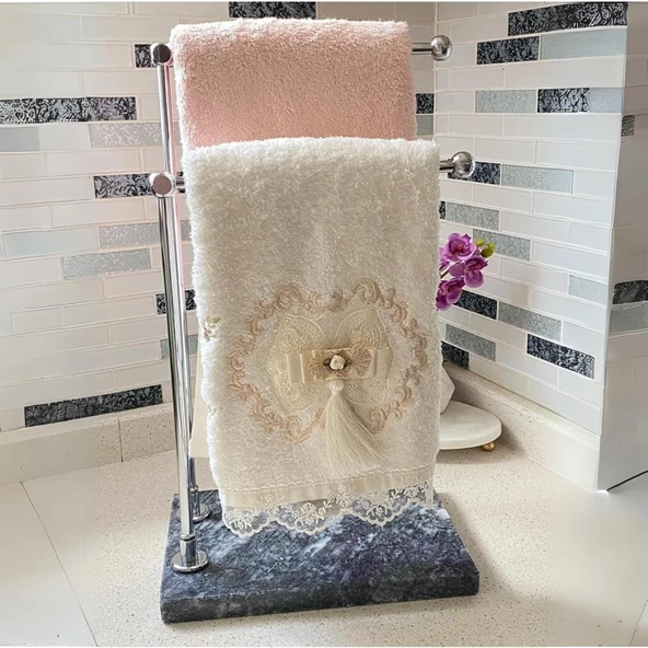 Mermer Ayaklı Metal Banyo El Havluluk Kağıt Havluluk Standı ürün görseli 1