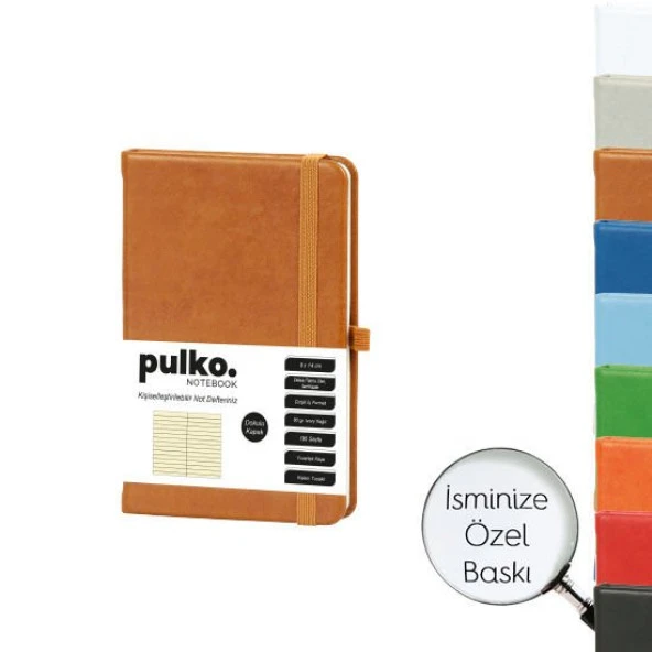 PULKO Notebook Not Defteri, (9x14cm), Termo Deri, Dokulu Sert Kapak, 196 Sayfa, Çizgili, 036, ürün görseli 1