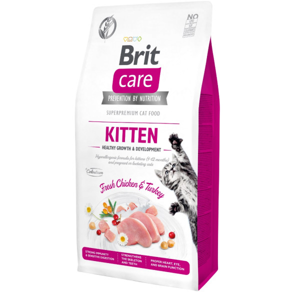Brit care tahılsız kitten kedi 7kg tavuk ve hindili tahılsız yavru kedi maması ürün görseli 1