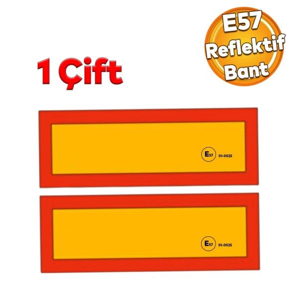 Tüvtürk Uyumlu E57 Reflektörlü Fosforlu Tır Kamyon Dorse Çekici Arkası BANT 20 cm x 56.5 cm 1 ÇİFT ürün görseli 1