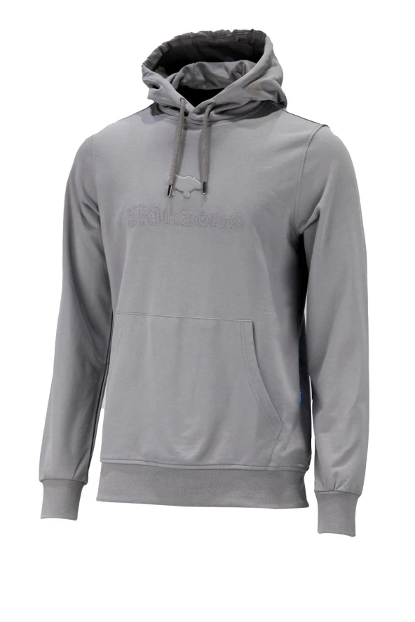 Erkek Standart Fit Kapüşonlu Baskılı Cepli Gri Sweatshirt ürün görseli 1