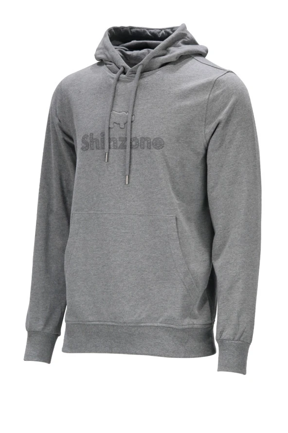 Erkek Standart Fit Kapüşonlu Baskılı Cepli Koyu Gri Sweatshirt ürün görseli 1