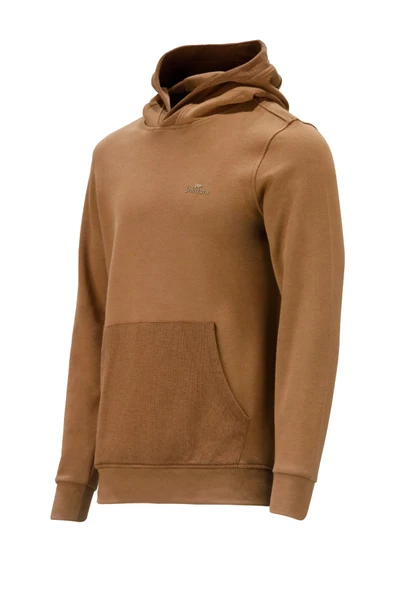 Erkek Standart Fit Kapüşonlu Cepli Kahverengi Sweatshirt ürün görseli 1