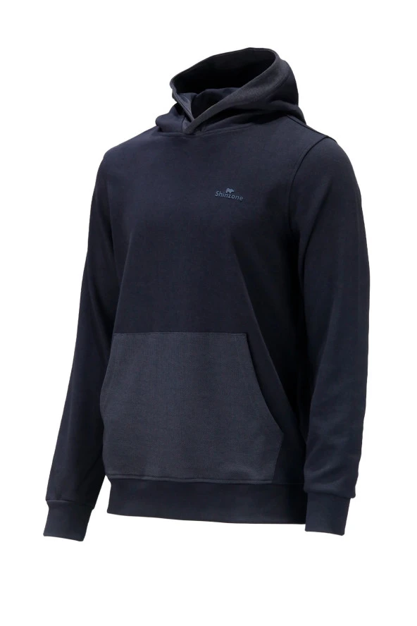 Erkek Standart Fit Kapüşonlu Cepli Siyah Sweatshirt ürün görseli 1
