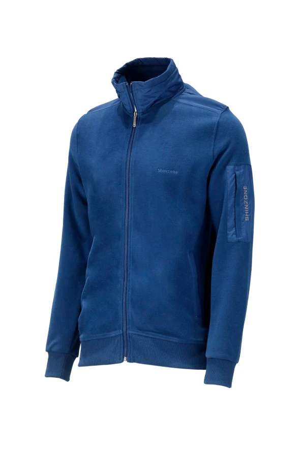 Erkek Standart Fit Kol Cepli Fermuarlı Koyu Sweatshirt ürün görseli 1