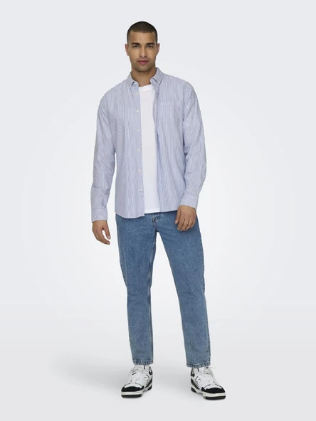 ONLY&SONS Erkek Çizgili Gömlek 22027766 - Resim 4