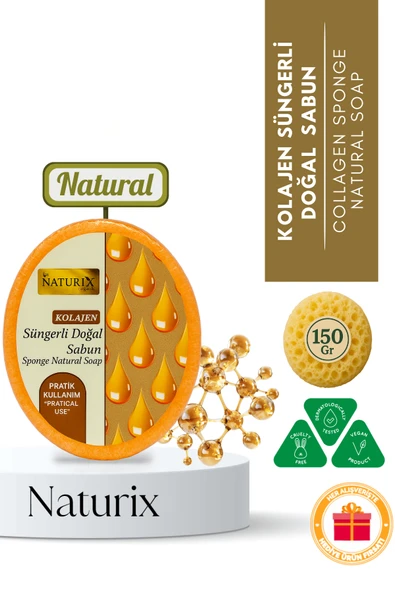 Kolajen Süngerli Sabun 150 Gr Doğal Collagen Soap - Derin Temizlik ve Yaşlanma Karşıtı Bakım ürün görseli 1