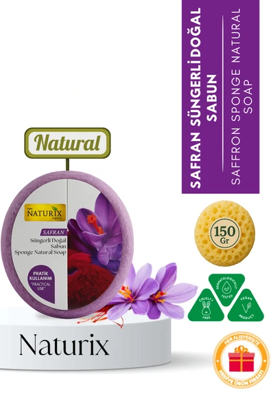 Safran Süngerli Sabun 150 gr - Peeling Etkili & Kırışıklık Önleyici Doğal Bakım ürün görseli 1
