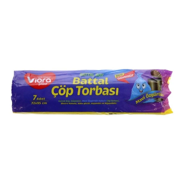 Viora Mavi Özgürlük Kokulu Mavi Çöp Torbası Poşeti / 72 x 95 Cm. - 7 Adetlik 1 Rulo ürün görseli 1