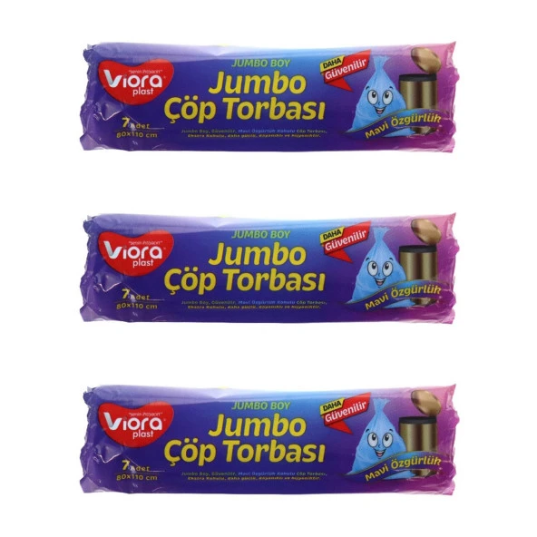 Viora Mavi Özgürlük Kokulu Mavi Çöp Torbası Poşeti / 72 x 95 Cm. - 7 Adetlik 3 Rulo ürün görseli 1