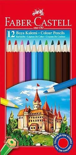 Faber-Castell Karton Kutu Kuru Boya Kalemi 12 Renk Tam Boy ürün görseli 1