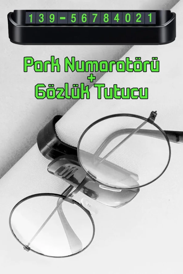 2li Set Araç Park Telefon Numaratörü Güneşlik Kartlıklı Gözlük Tutucu Aparatı Parkmatik Aç Kapa ürün görseli 1