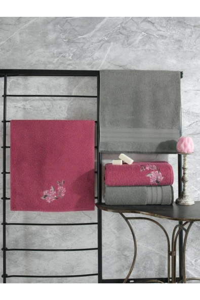 Cotton Box Colorful Gri-pembe 50x90*2+90x150*2 Hamam Seti ürün görseli 1