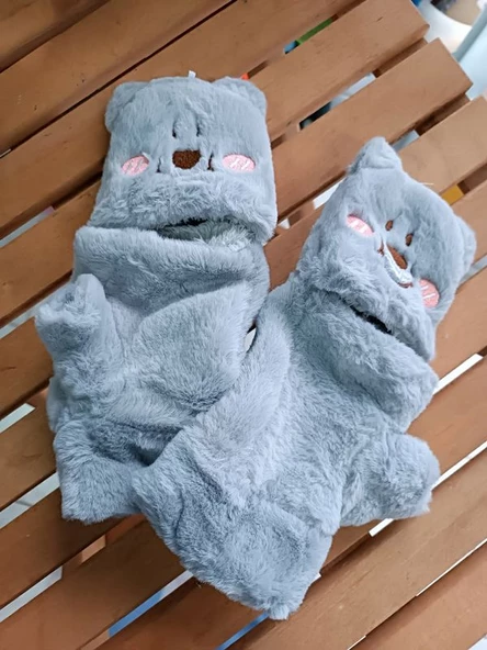Peluş Tüylü Yetişkin Çocuk Uyumlu Eldiven - Resim 5