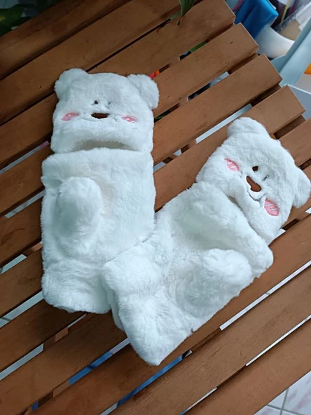 Peluş Tüylü Yetişkin Çocuk Uyumlu Eldiven - Resim 4