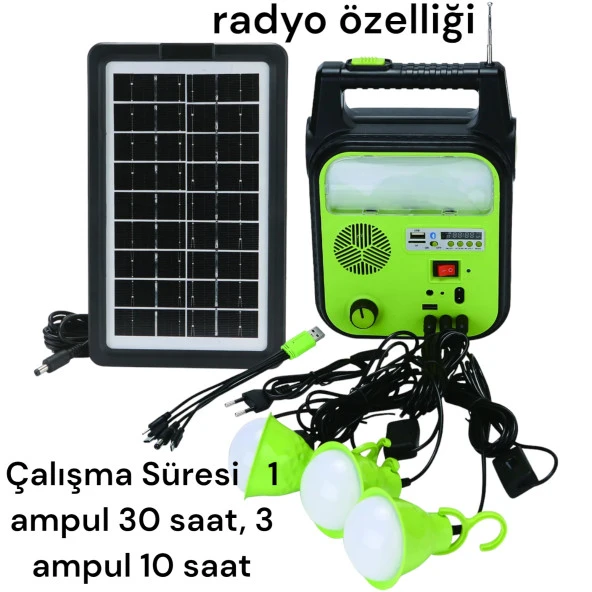 dat-9012b solar panelli radyolu çok foksiyonlu kamp feneri ürün görseli 1