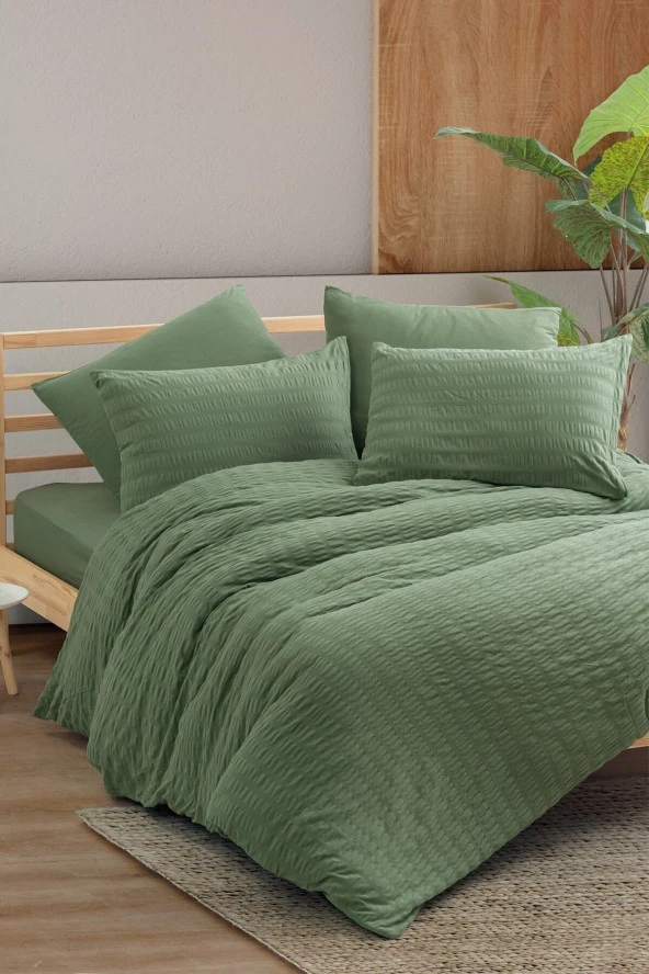 Cotton Box  Crepe Yeşil Çift K. Nevresim Takımı ürün görseli 1