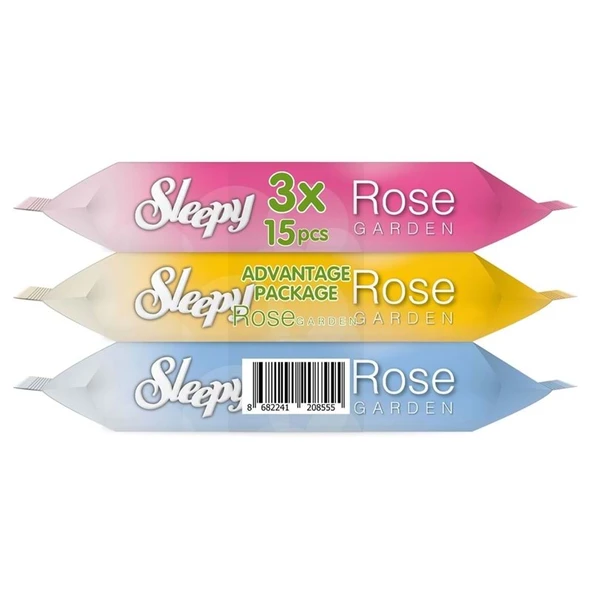 Sleepy Islak Havlu Cep Mendil (3 Lü Pk) 15 Yaprak Travel Pk Rose/Garden (45 Yaprak) ürün görseli 1
