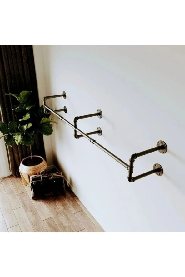 Dekoratif Borudan Duvara Askılık 150 Cm Rafno580 ürün görseli 1