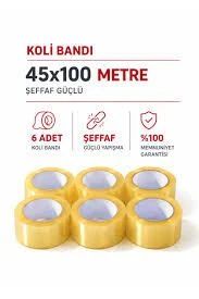 Şeffaf Koli Bantı 100 Metre 6 Lı Paket ürün görseli 1