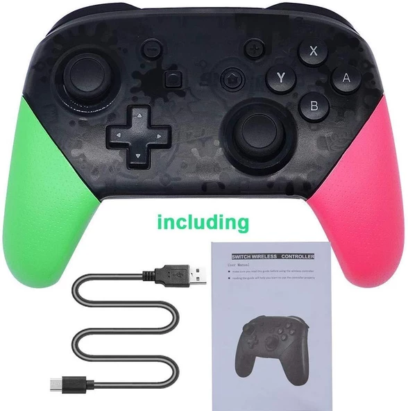 Cosmostech Switch Ve Pc Uyumlu Pro Controller Kablosuz Oyun Kolu Yeşil-Pembe - Resim 5