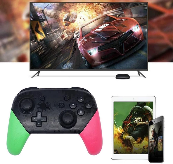 Cosmostech Switch Ve Pc Uyumlu Pro Controller Kablosuz Oyun Kolu Yeşil-Pembe - Resim 6