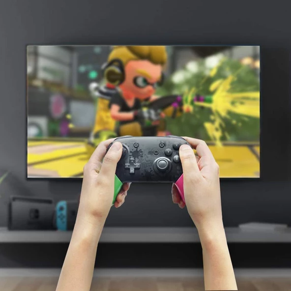 Cosmostech Switch Ve Pc Uyumlu Pro Controller Kablosuz Oyun Kolu Yeşil-Pembe - Resim 2
