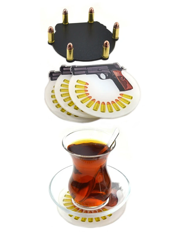 Bardak Altlığı Seti 4 lü - 14 Lü Tabanca - Resim 2