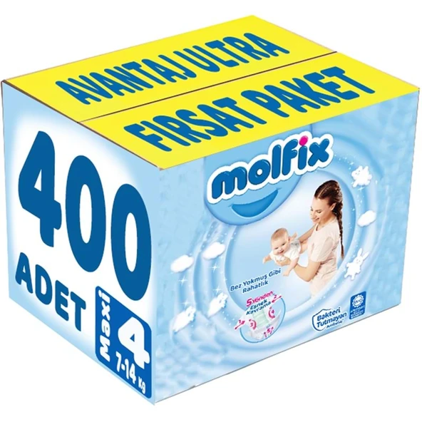 Molfix Bebek Bezi 4 Beden 7-14 KG Maxi 400 Adet Avantaj Ultra Fırsat Pk ürün görseli 1