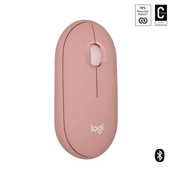 Logitech M350s Pebble 2 Bluetooth Kablosuz Sessiz Kompakt Mouse - Pembe - Resim 2