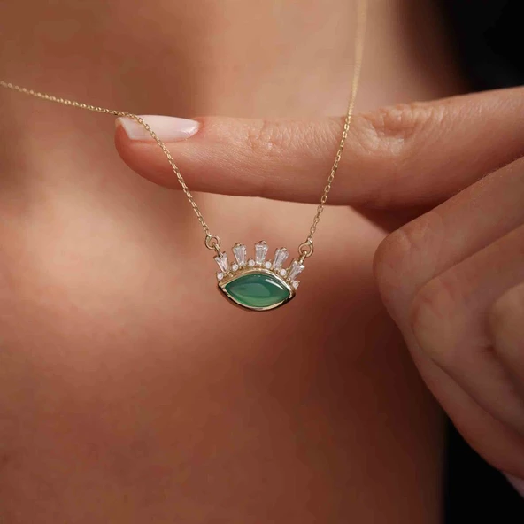 Altın Göz Kolye Green Opal ürün görseli 1