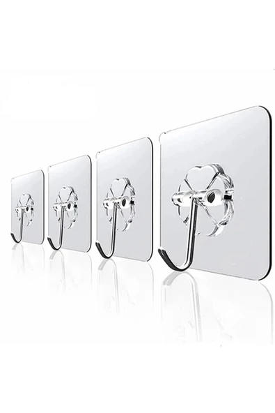 Askı Askılık 10 Adet Güçlü Şeffaf Duvar Askısı Askılığı Yapışkan Vantuz Kanca Sticker ürün görseli 1