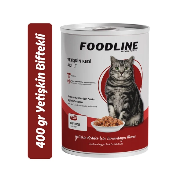 Foodline Biftekli Yetişkin Kedi Konservesi 400 Gr ürün görseli 1