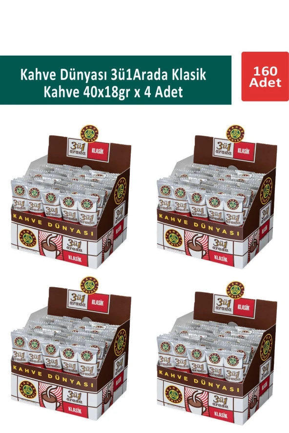 Kahve Dünyası 3ü1 Arada Klasik Kahve 40 x 18 gr x 4 Adet ürün görseli 1