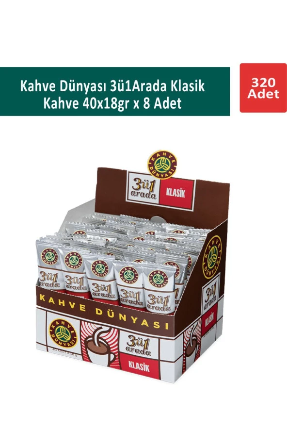 Kahve Dünyası 3ü1 Arada Klasik Kahve 40 x 18gr x 8 Adet ürün görseli 1
