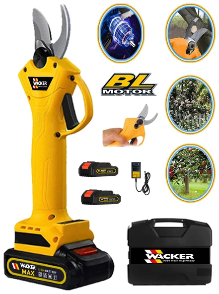 Wacker Pro Alman New Series W-99300 Super Güç 2 Akülü Budama Makası Dal Kesme Kömürsüz Motor ürün görseli 1