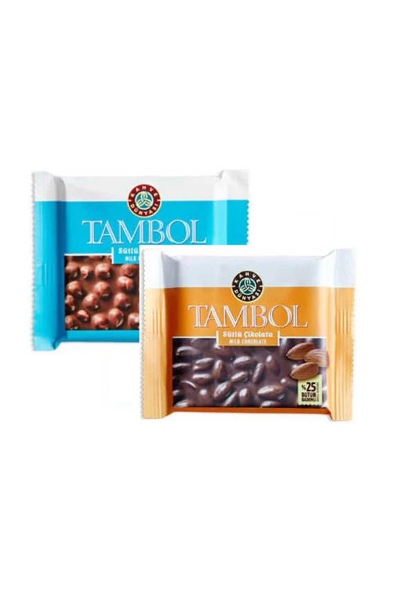Kahve Dünyası Tambol Fındıklı Sütlü Çikolata ve Tambol  Bademli Sütlü Tablet Çikolata 77 gr ürün görseli 1