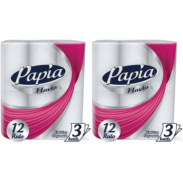 Papia kağıt Havlu 24 Lü Set (3 Katlı) (2PK*12) ürün görseli 1