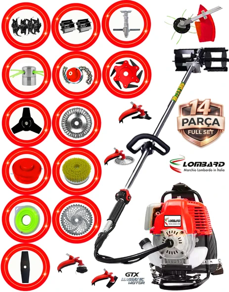 İtaly 643 Plus VTEC 14 Parça Full Set Sırt Tipi Benzinli Çalı Çim Biçme Tırpanı Güçlü Yüksek Performans ürün görseli 1