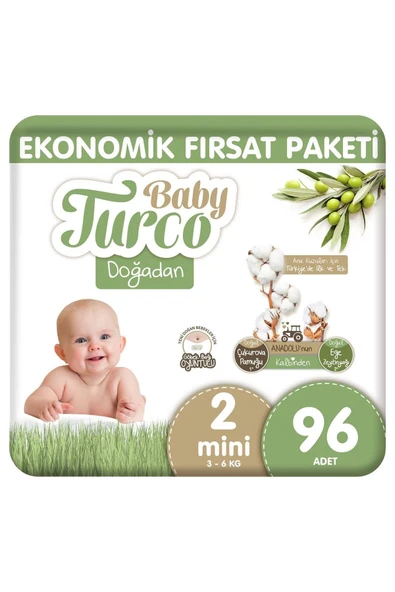 Doğadan Ekonomik Fırsat Paketi Bebek Bezi 2 Numara Mini 96 Adet ürün görseli 1